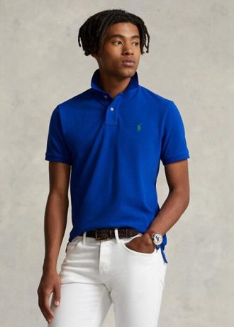 Blue Men’s Ralph Lauren Custom Slim Fit Mesh Polo Shirts