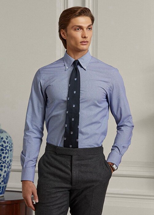 Blue Men’s Ralph Lauren Gingham Easy Care Twill Formal Shirts Blue Men’s Ralph Lauren Gingham Easy Care Twill Formal Shirts