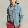 Blue Men’s Ralph Lauren Indigo Chambray Hooded Jackets
