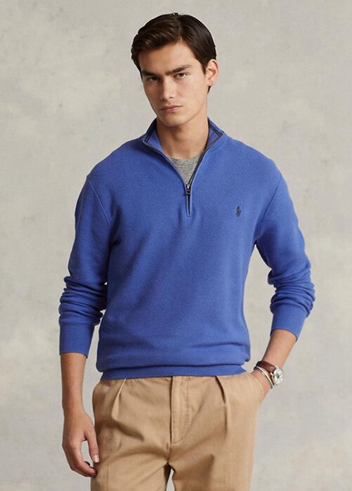 Blue Men’s Ralph Lauren Mesh-knit Cotton Quarter-zip Jumper Sweaters Blue Men’s Ralph Lauren Mesh-knit Cotton Quarter-zip Jumper Sweaters