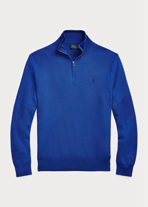 Blue Men’s Ralph Lauren Mesh-knit Cotton Quarter-zip Jumper Sweaters Blue Men’s Ralph Lauren Mesh-knit Cotton Quarter-zip Jumper Sweaters