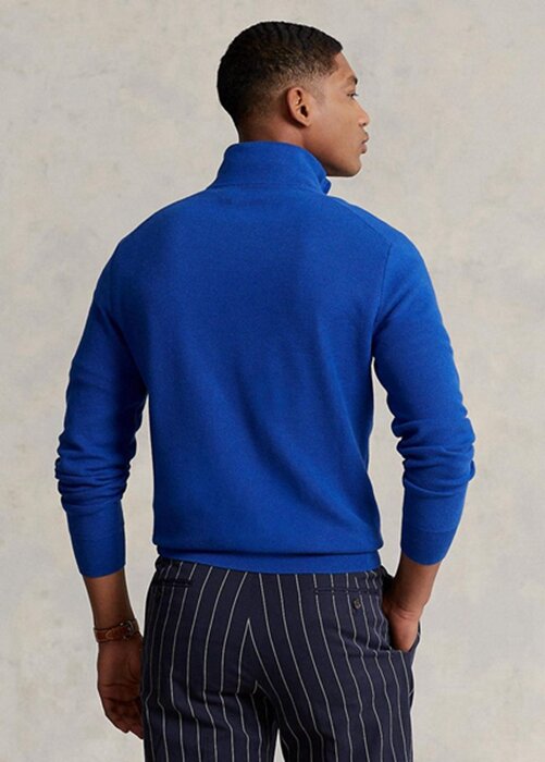 Blue Men’s Ralph Lauren Mesh-knit Cotton Quarter-zip Jumper Sweaters Blue Men’s Ralph Lauren Mesh-knit Cotton Quarter-zip Jumper Sweaters