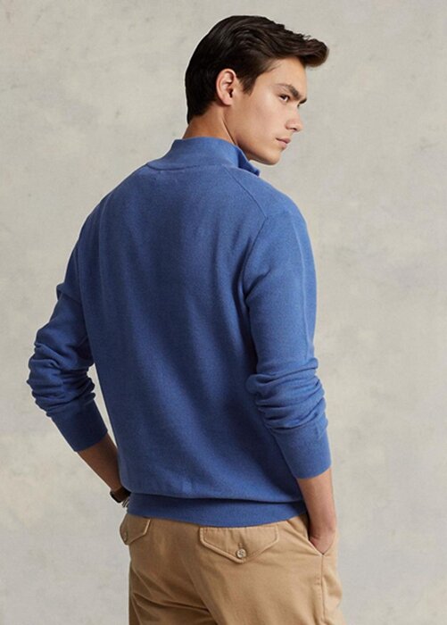 Blue Men’s Ralph Lauren Mesh-knit Cotton Quarter-zip Jumper Sweaters Blue Men’s Ralph Lauren Mesh-knit Cotton Quarter-zip Jumper Sweaters