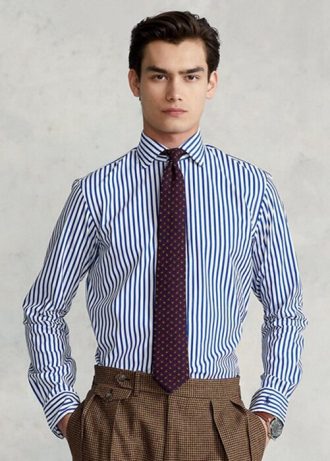 Blue Men’s Ralph Lauren Regent Custom Fit Striped Poplin Formal Shirts