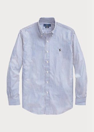 Blue Men’s Ralph Lauren Slim Fit Striped Poplin Formal Shirts