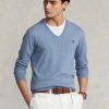 Blue Men’s Ralph Lauren Slim Fit Textured Cotton Jumper Sweaters