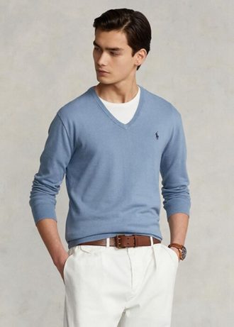 Blue Men’s Ralph Lauren Slim Fit Textured Cotton Jumper Sweaters Blue Men’s Ralph Lauren Slim Fit Textured Cotton Jumper Sweaters