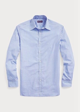 Blue Men’s Ralph Lauren Striped Poplin Formal  Shirts