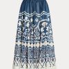 Blue / White Women’s Ralph Lauren Print Beaded Voile A-Line Skirts