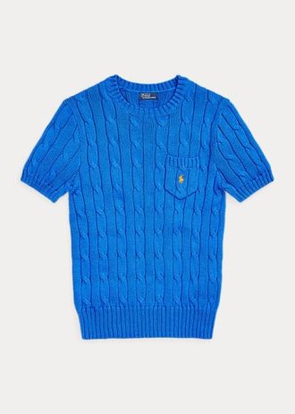 Blue Women’s Ralph Lauren Cable-Knit Cotton Short-Sleeve Sweaters