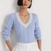 Blue Women’s Ralph Lauren Cable-Knit Cricket Sweaters Blue Women’s Ralph Lauren Cable-Knit Cricket Sweaters
