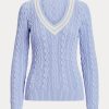 Blue Women’s Ralph Lauren Cable-Knit Cricket Sweaters Blue Women’s Ralph Lauren Cable-Knit Cricket Sweaters
