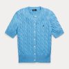 Blue Women’s Ralph Lauren Cable-Knit Short-Sleeve Sweaters Blue Women’s Ralph Lauren Cable-Knit Short-Sleeve Sweaters