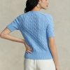 Blue Women’s Ralph Lauren Cable-Knit Short-Sleeve Sweaters Blue Women’s Ralph Lauren Cable-Knit Short-Sleeve Sweaters