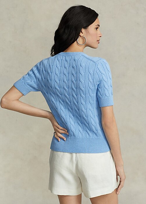 Blue Women’s Ralph Lauren Cable-Knit Short-Sleeve Sweaters Blue Women’s Ralph Lauren Cable-Knit Short-Sleeve Sweaters