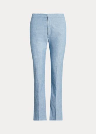 Blue Women’s Ralph Lauren Chambray Kick-Flare Cropped Pants