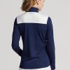 Blue Women’s Ralph Lauren Chevron-stripe Quarter-zip Pullover Sweatshirts