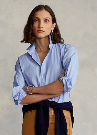 Blue Women’s Ralph Lauren Cotton High-Low Shirts
