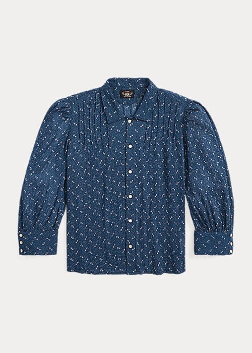 Blue Women’s Ralph Lauren Floral Crinkled Cotton Voile Blouse Shirts Blue Women’s Ralph Lauren Floral Crinkled Cotton Voile Blouse Shirts
