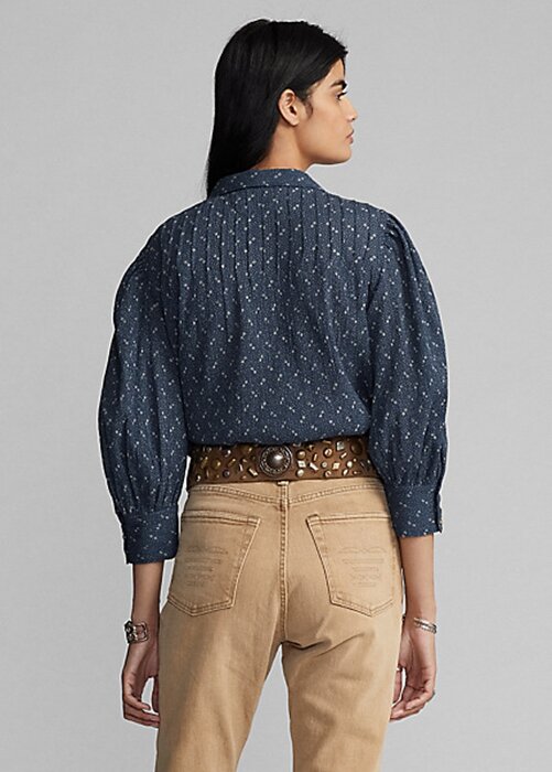 Blue Women’s Ralph Lauren Floral Crinkled Cotton Voile Blouse Shirts Blue Women’s Ralph Lauren Floral Crinkled Cotton Voile Blouse Shirts