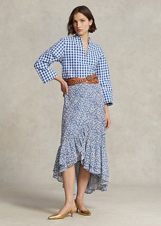 Blue Women’s Ralph Lauren Floral Ruffled Crepe Skirts