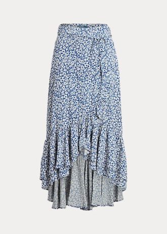 Blue Women’s Ralph Lauren Floral Ruffled Crepe Skirts