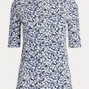 Blue Women’s Ralph Lauren Floral Stretch Cotton  T Shirts