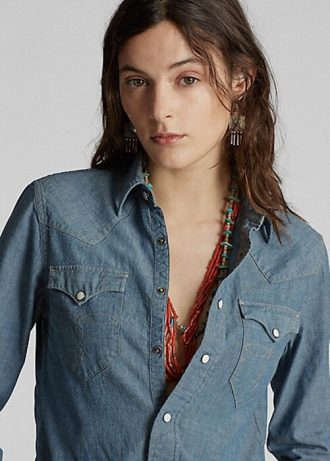 Blue Women’s Ralph Lauren Indigo Chambray Western Shirts