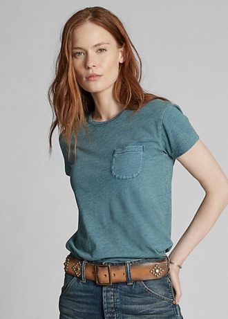 Blue Women’s Ralph Lauren Indigo Cotton Pocket T Shirts