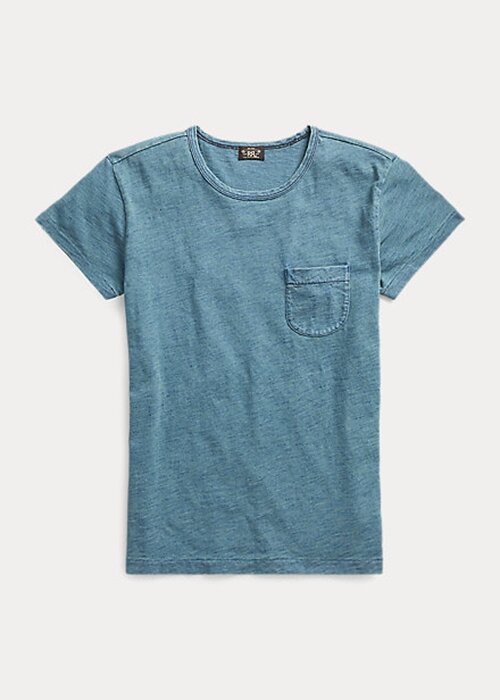 Blue Women’s Ralph Lauren Indigo Cotton Pocket T Shirts Blue Women’s Ralph Lauren Indigo Cotton Pocket T Shirts
