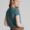 Blue Women’s Ralph Lauren Indigo Cotton Pocket T Shirts Blue Women’s Ralph Lauren Indigo Cotton Pocket T Shirts