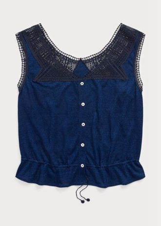 Blue Women’s Ralph Lauren Indigo Crochet-trim Camisole  Tops