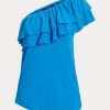 Blue Women’s Ralph Lauren Jersey One-Shoulder Tops