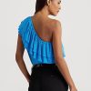 Blue Women’s Ralph Lauren Jersey One-Shoulder Tops