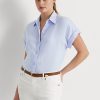 Blue Women’s Ralph Lauren Linen Dolman-Sleeve Shirts Blue Women’s Ralph Lauren Linen Dolman-Sleeve Shirts