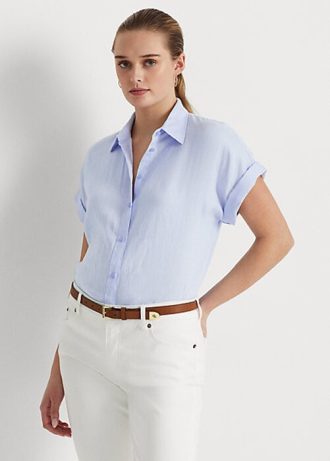 Blue Women’s Ralph Lauren Linen Dolman-Sleeve Shirts