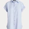 Blue Women’s Ralph Lauren Linen Dolman-Sleeve Shirts Blue Women’s Ralph Lauren Linen Dolman-Sleeve Shirts