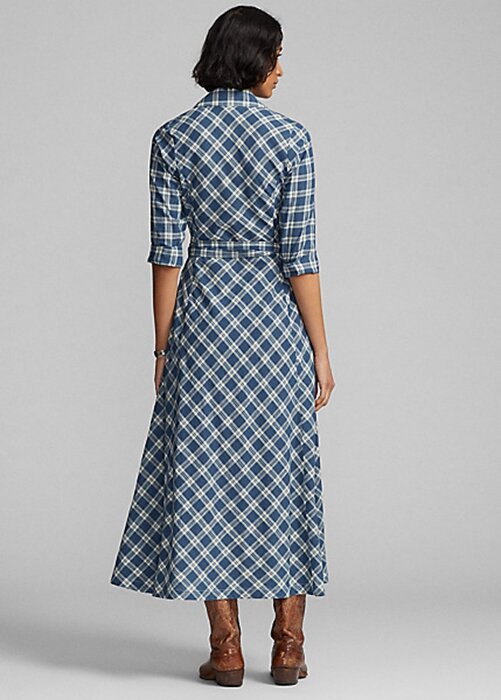 Blue Women’s Ralph Lauren Plaid Cotton Voile Wrap Dress Blue Women’s Ralph Lauren Plaid Cotton Voile Wrap Dress