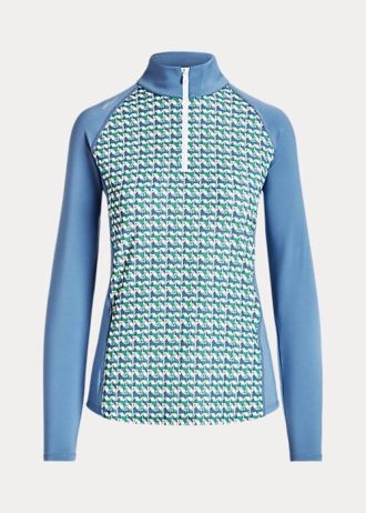 Blue Women’s Ralph Lauren Print Jersey Quarter-Zip Sweatshirts