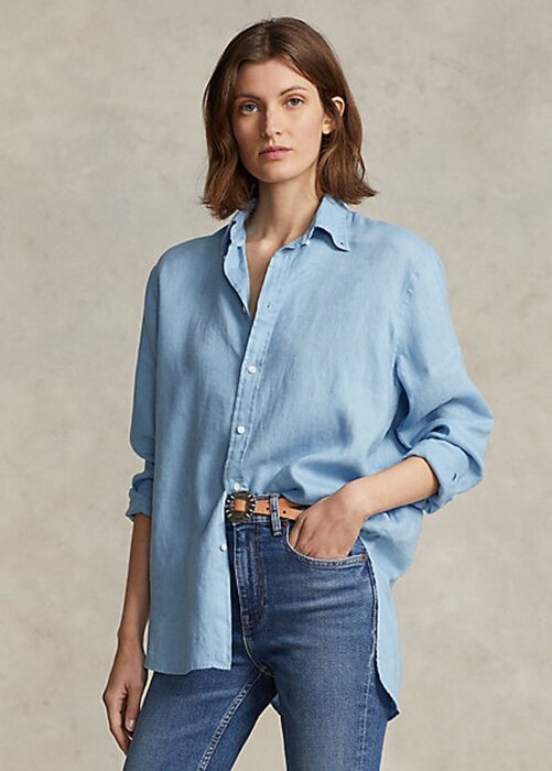 Blue Women’s Ralph Lauren Relaxed Fit Linen Shirts Blue Women’s Ralph Lauren Relaxed Fit Linen Shirts