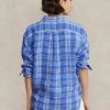 Blue Women’s Ralph Lauren Relaxed Fit Plaid Linen Shirts