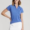Blue Women’s Ralph Lauren Scalloped-Placket Mesh Polo Shirts