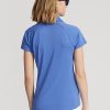Blue Women’s Ralph Lauren Scalloped-Placket Mesh Polo Shirts