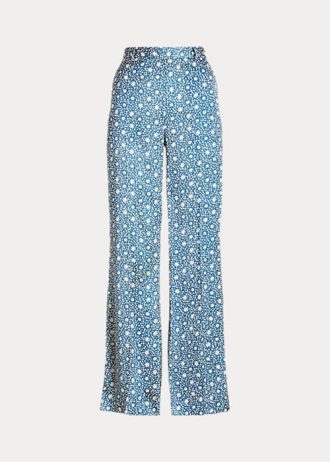 Blue Women’s Ralph Lauren Starburst-Motif Satin Wide-Leg Pants
