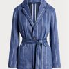 Blue Women’s Ralph Lauren Striped Belted Linen-cotton Blazers Blue Women’s Ralph Lauren Striped Belted Linen-cotton Blazers