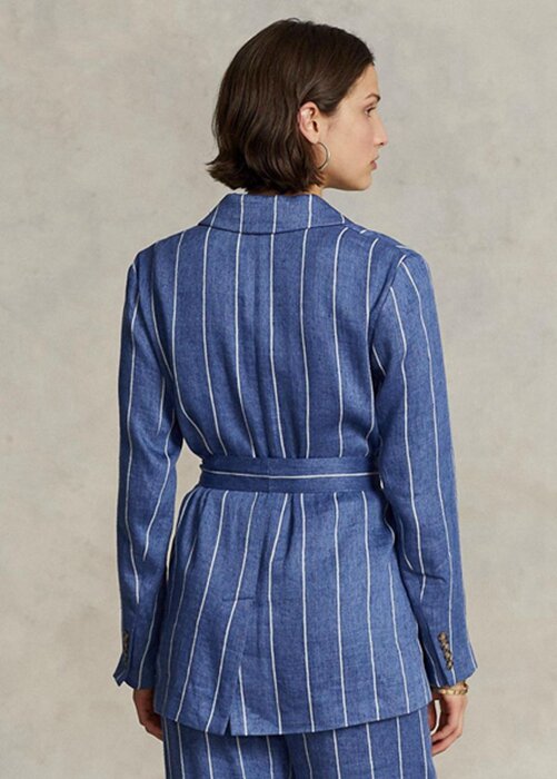 Blue Women’s Ralph Lauren Striped Belted Linen-cotton Blazers Blue Women’s Ralph Lauren Striped Belted Linen-cotton Blazers