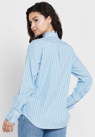 Blue Women’s Ralph Lauren Striped Ruffle Detail Shirts