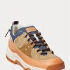 Brown / Indigo Men’s Ralph Lauren Harmon Leather & Denim Sneakers