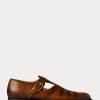 Brown Men’s Ralph Lauren Burnished Calfskin Fisherman Dress Shoes