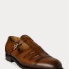 Brown Men’s Ralph Lauren Burnished Calfskin Fisherman Dress Shoes